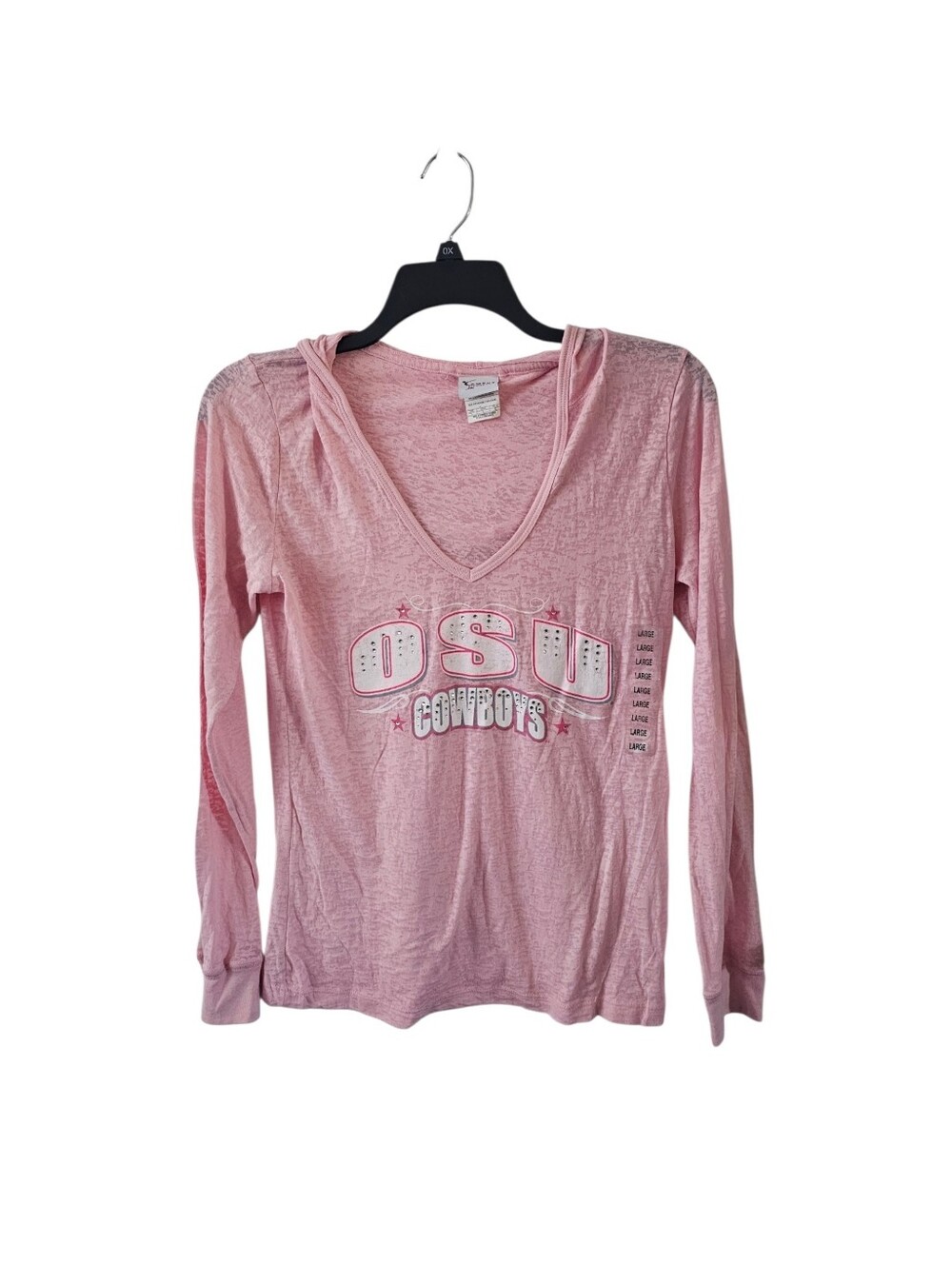 Campus Lifestyle Oklahoma State OSU Cowboys Pink Long Sleeve Burnout Top Large